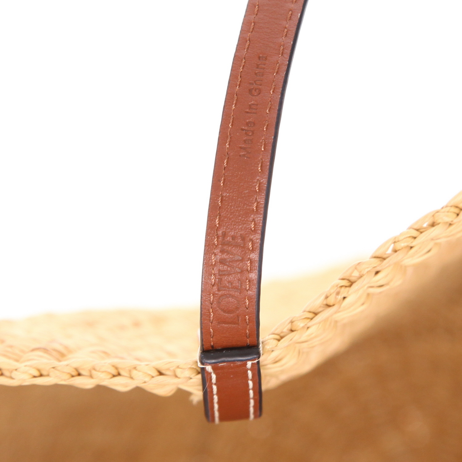 Sac cabas Loewe  Anagram en raffia et cuir marron - Detail D2
