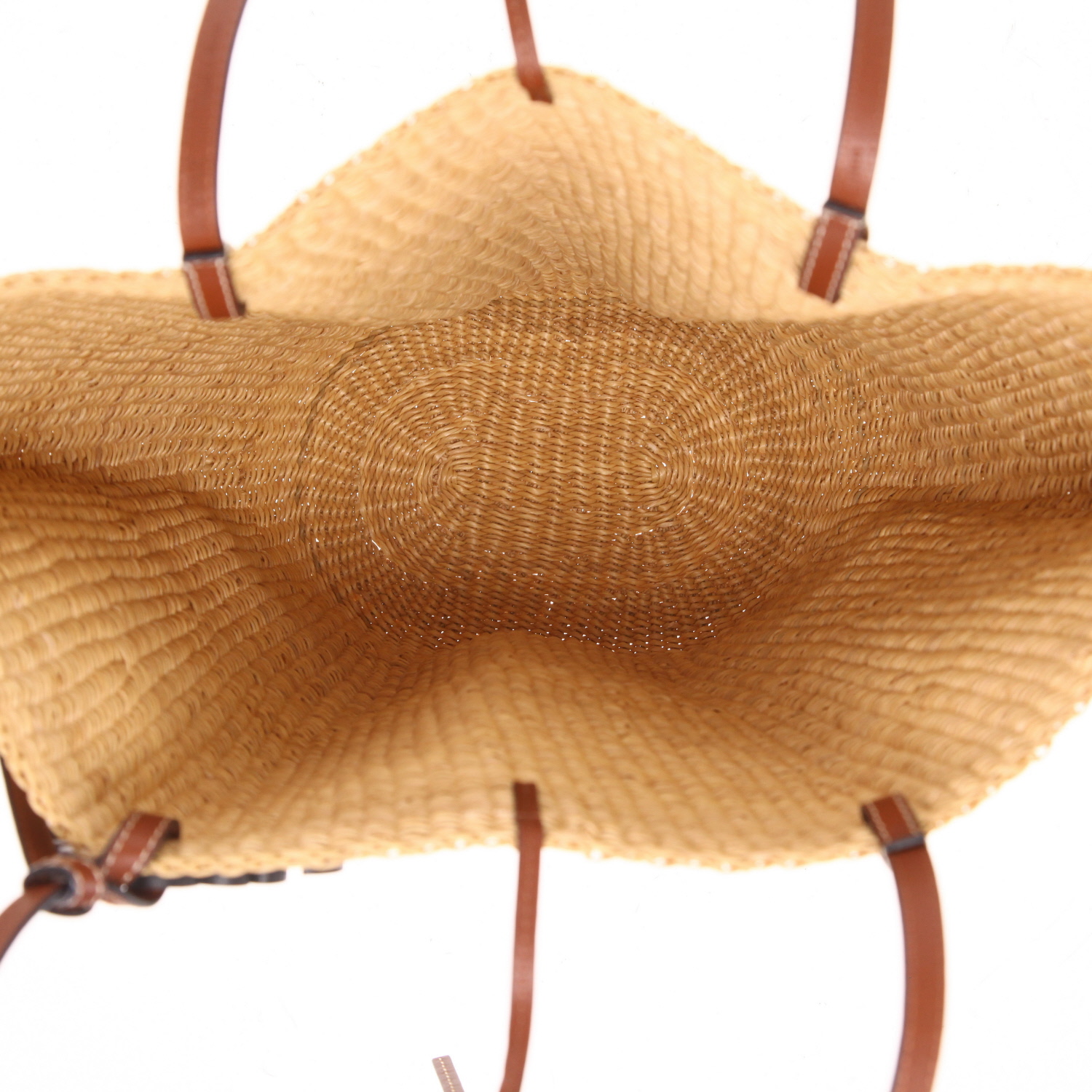 Sac cabas Loewe  Anagram en raffia et cuir marron - Detail D3