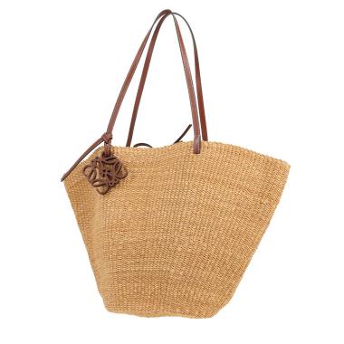 Loewe  Anagram shopping bag  raphia  and brown leather