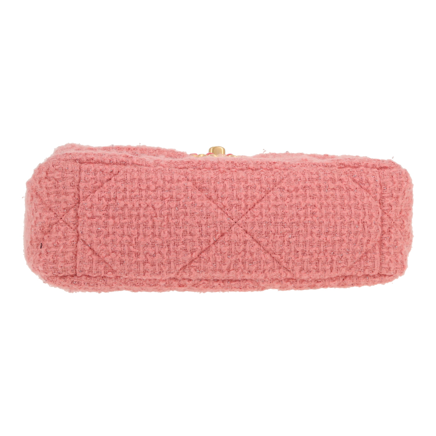 Bolso bandolera Chanel  19 modelo mediano  en tweed rosa - Detail D1