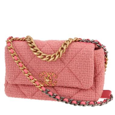 Chanel  19 shoulder bag  in pink tweed