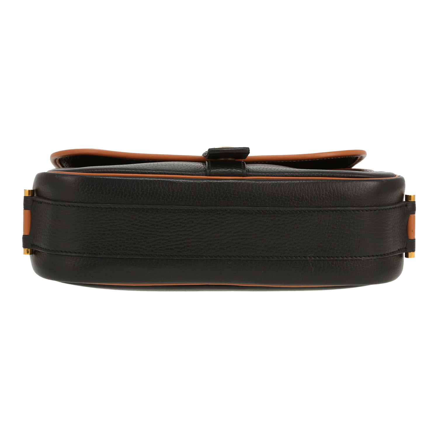 Sac porté épaule Hermès  Noumea en cuir Ardenne noir et gold - Detail D1