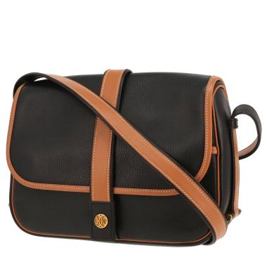 Bolso para llevar al hombro Hermès  Noumea en cuero Ardenne negro y color oro