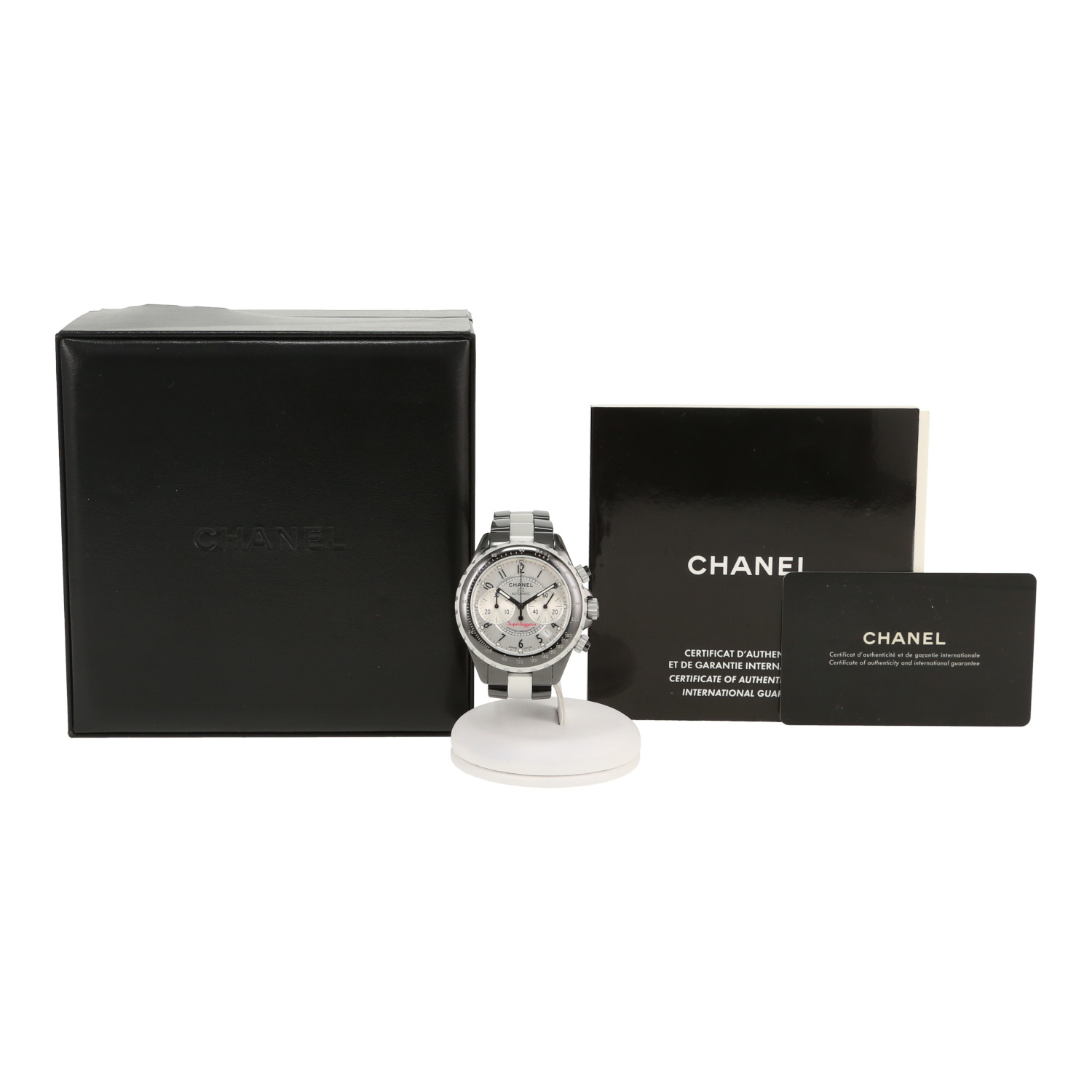 Montre Chanel J12 Chronographe en céramique noire et acier Ref: Chanel - H1624  Vers 2006