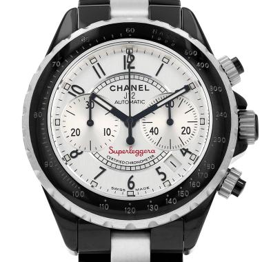 Montre Chanel J12 Chronographe en céramique noire et acier Ref: Chanel - H1624  Vers 2006