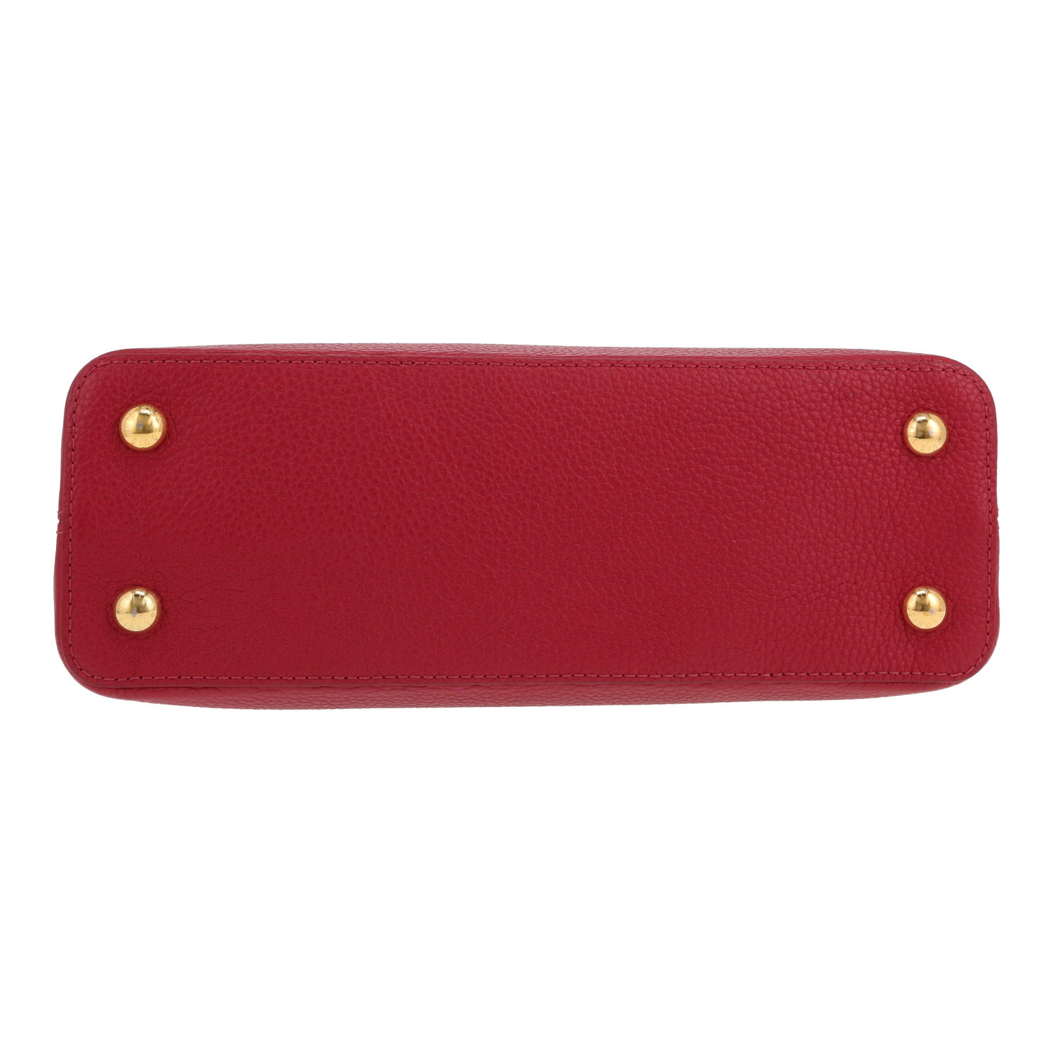 Borsa Louis Vuitton  Capucines in pelle taurillon clemence bordeaux celeste e grigia - Detail D1