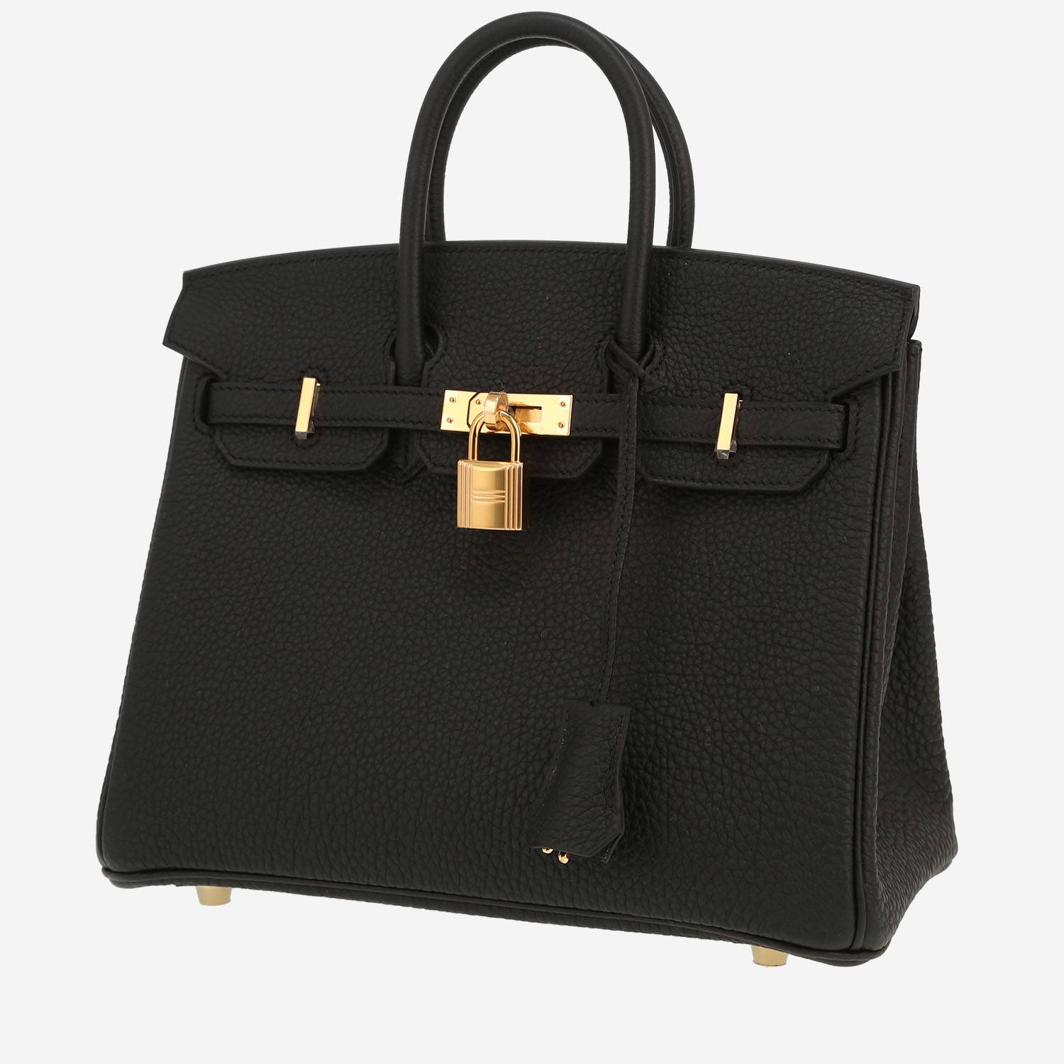 Bolso de mano Hermès  Birkin 25 cm en cuero togo negro