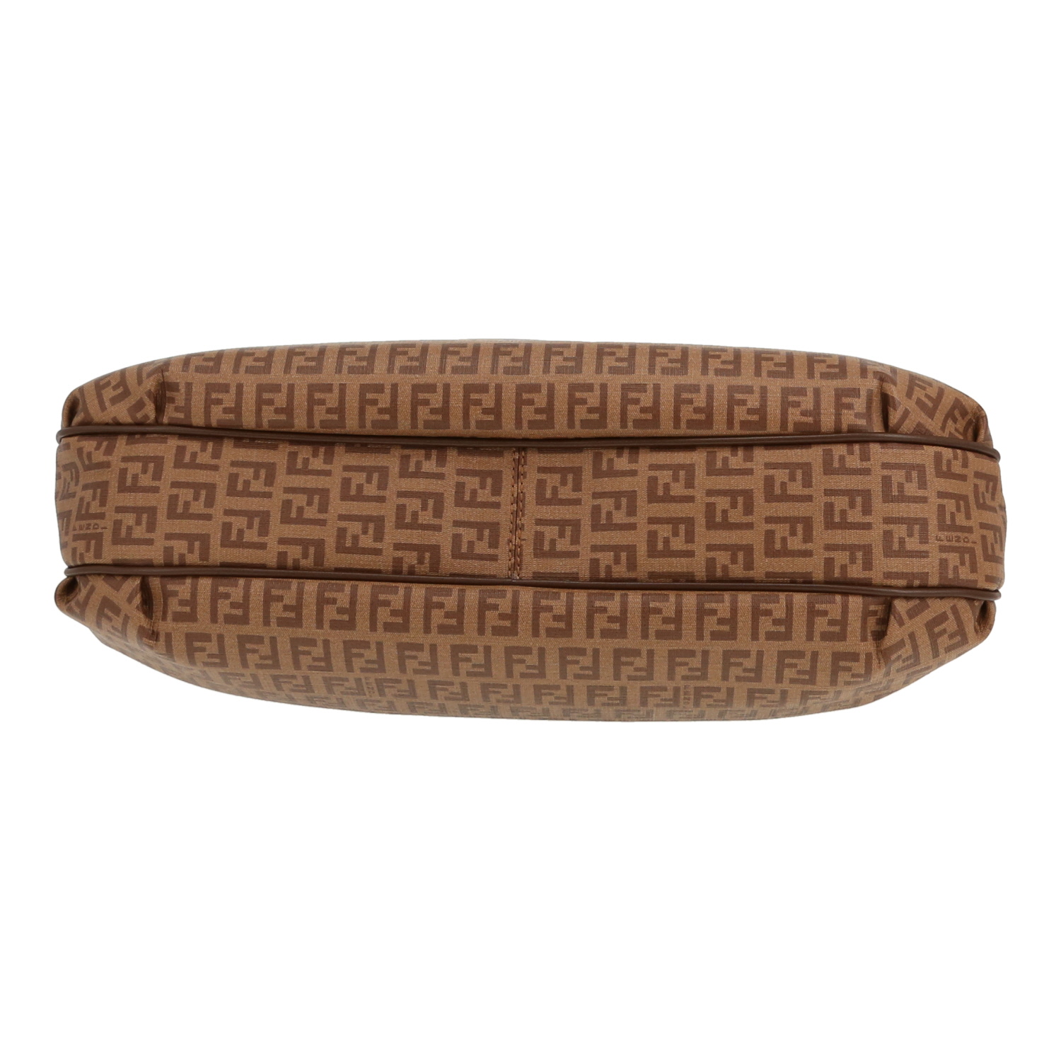 Sac à main Fendi   en toile enduite marron et cuir marron - Detail D1