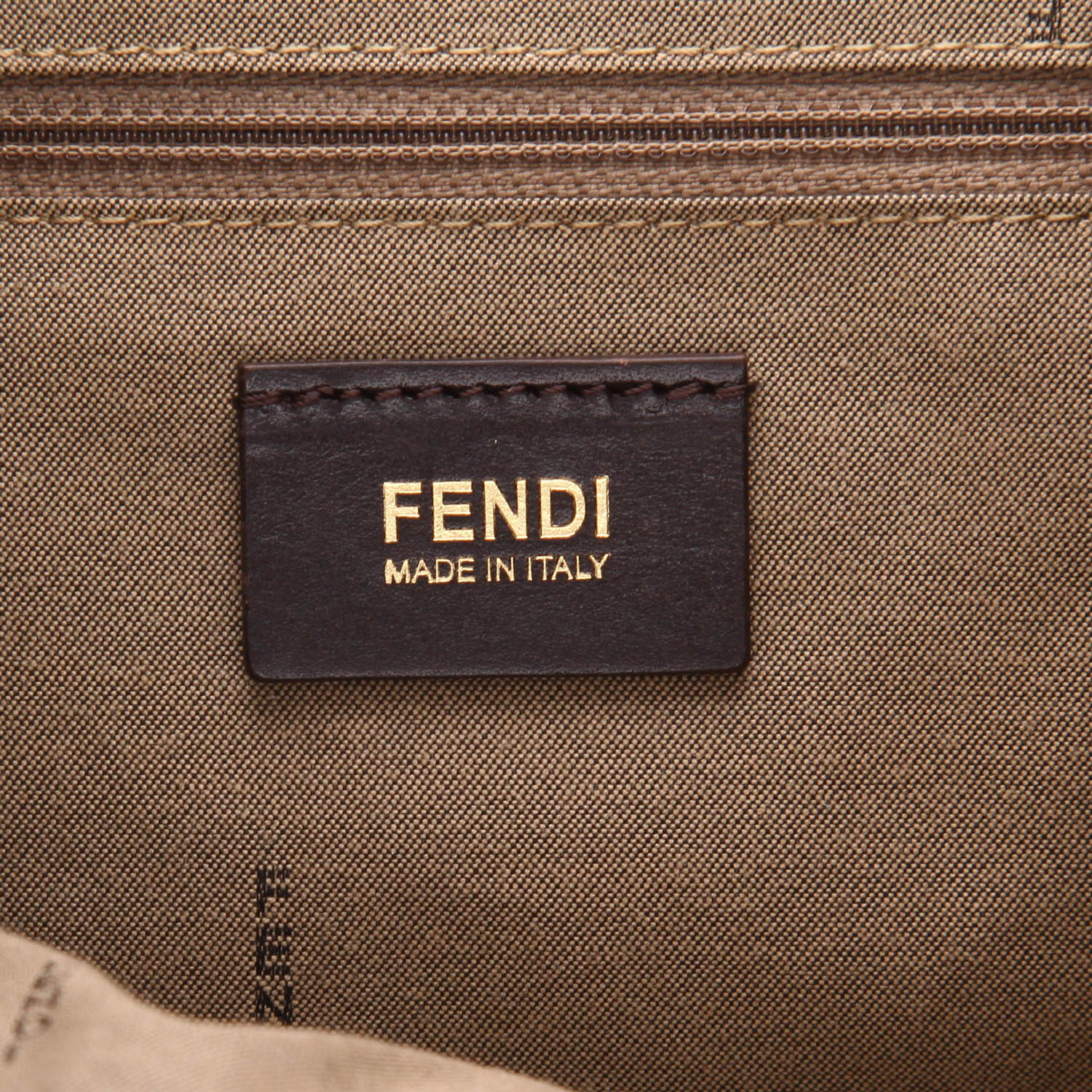 Borsa Fendi   in tela cerata marrone e pelle marrone - Detail D2
