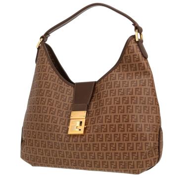 Borsa Fendi   in tela cerata marrone e pelle marrone