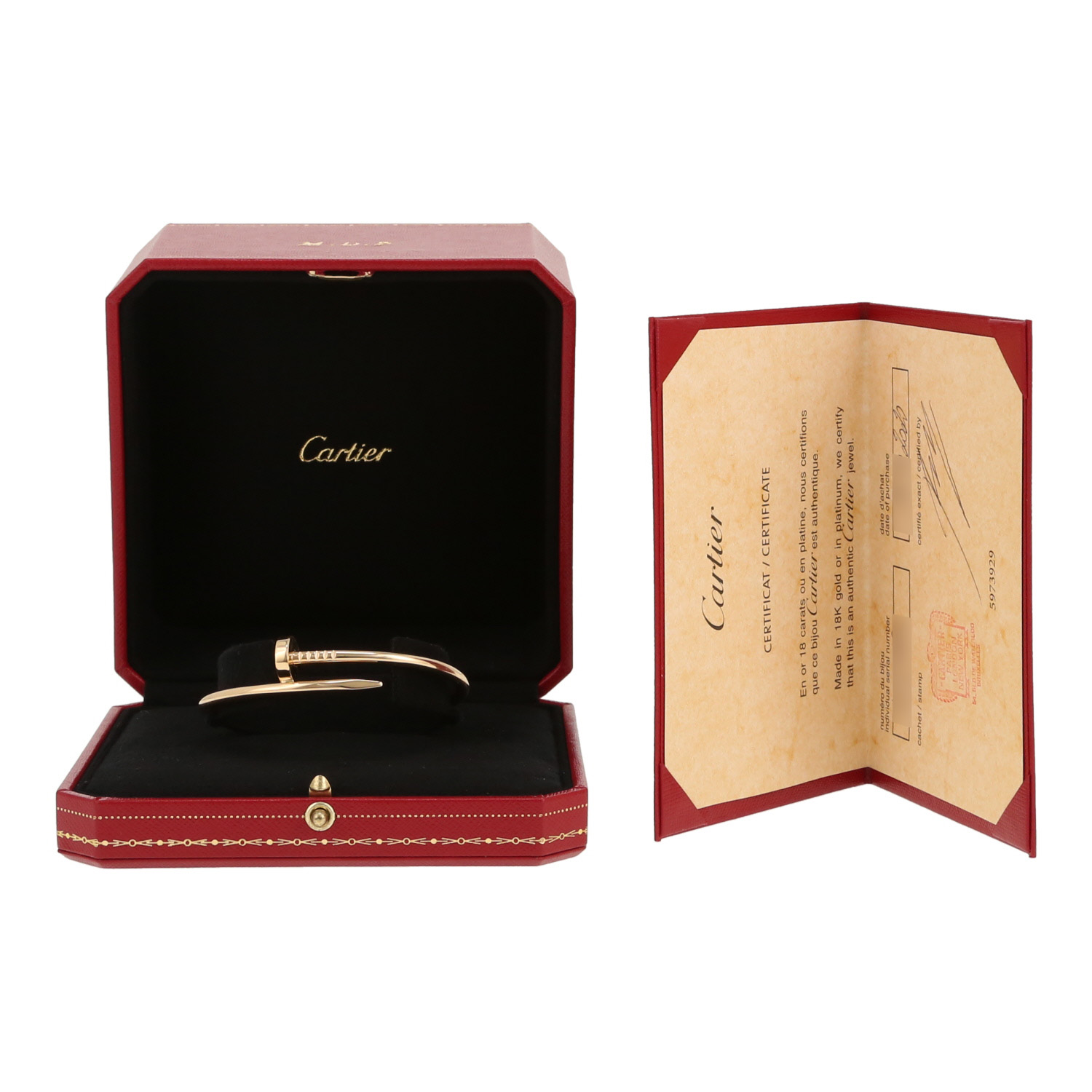 Bracelet Cartier Juste un clou en or jaune, taille 17