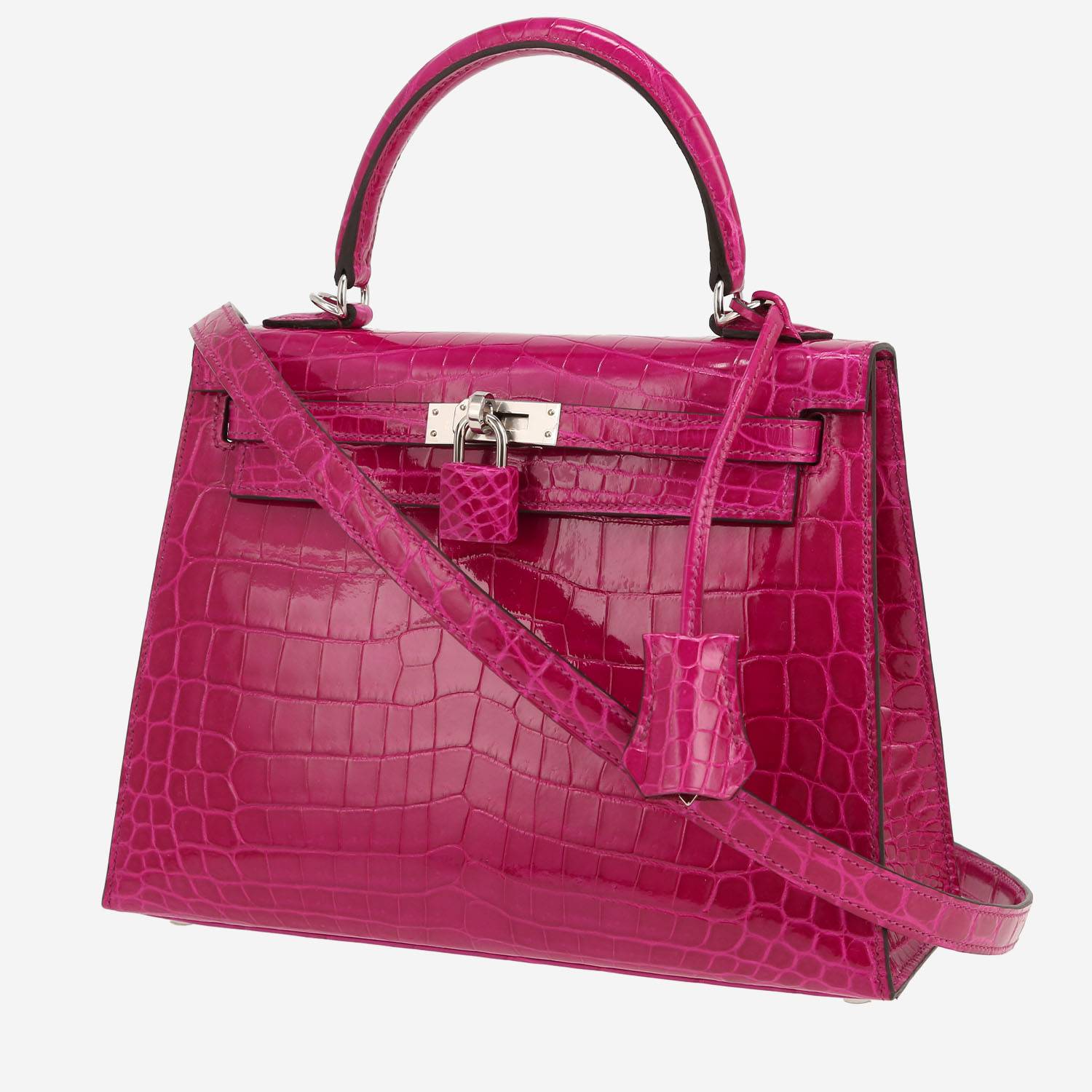 Bolso de mano Hermès  Kelly 25 cm en cocodrilo niloticus Rose Sheherazade