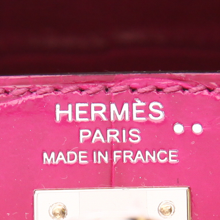 Sac à main Hermès  Kelly 25 cm en crocodile niloticus Rose Sheherazade - Detail D2