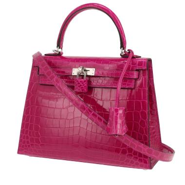 Sac à main Hermès  Kelly 25 cm en crocodile niloticus Rose Sheherazade