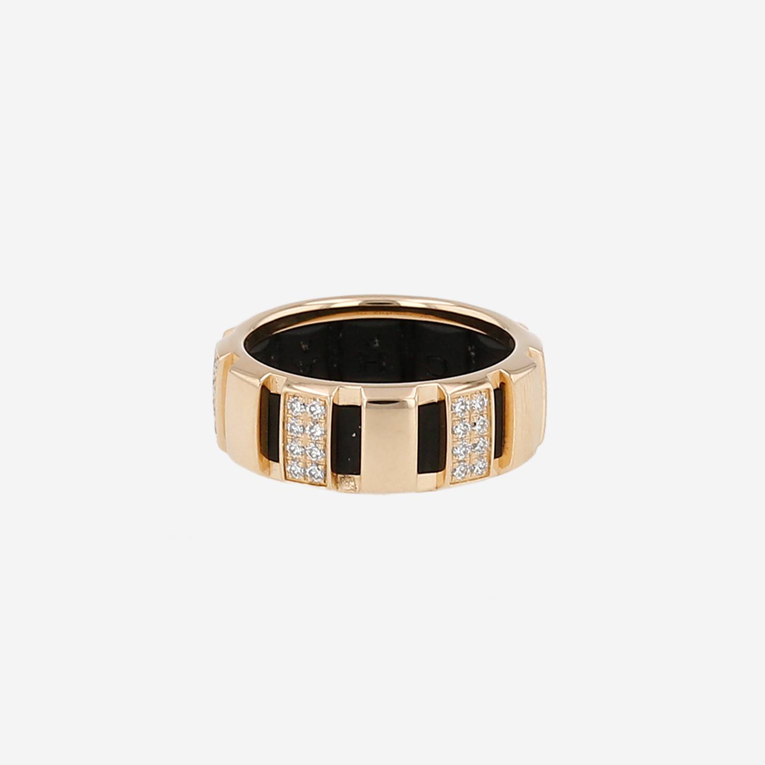 Bague Chaumet Class One petit modèle en or jaune, diamants et caoutchouc