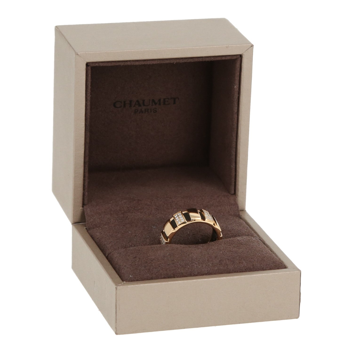 Bague Chaumet Class One petit modèle en or jaune, diamants et caoutchouc - Detail D2