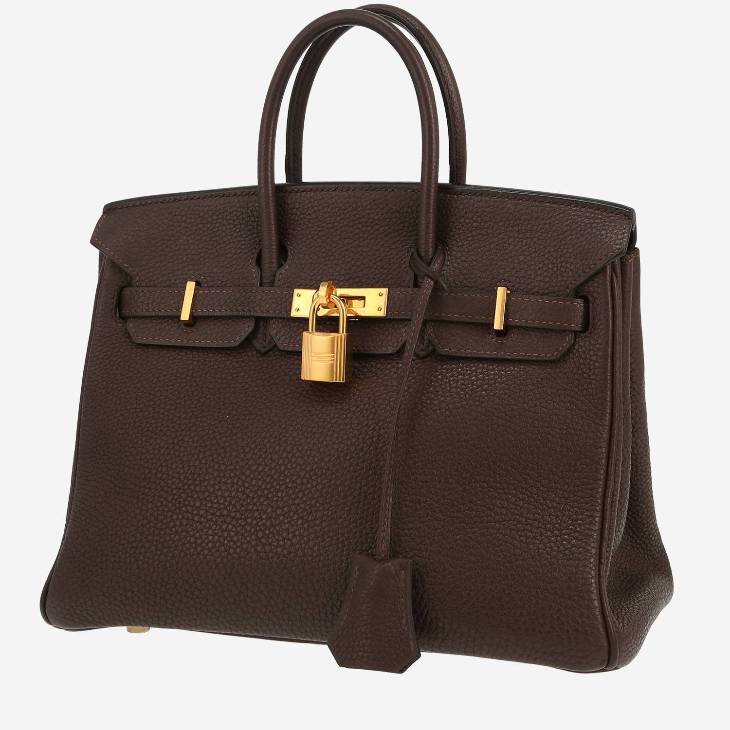 Borsa Hermès  Birkin 25 cm in pelle togo marrone