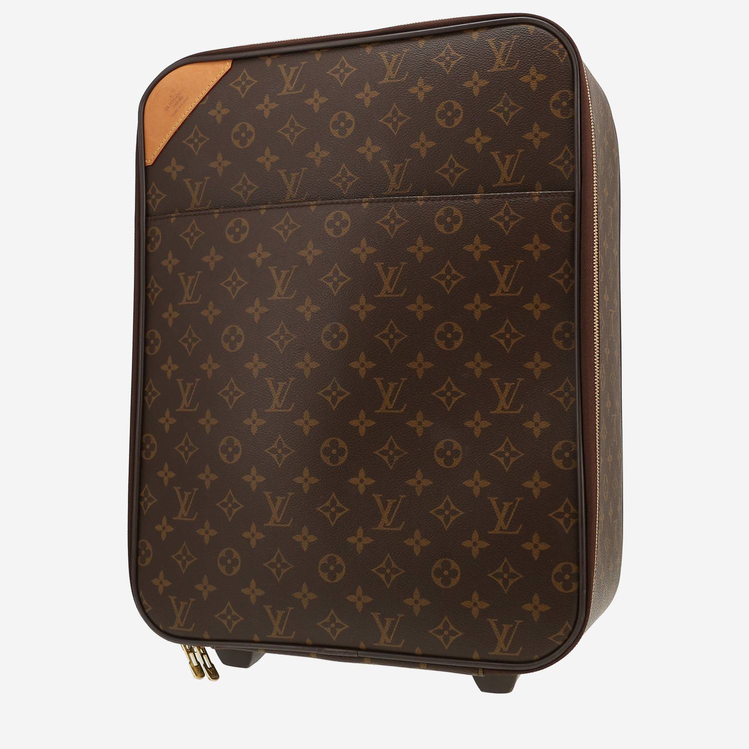 Valise rigide Louis Vuitton  Pegase en toile monogram marron et cuir naturel