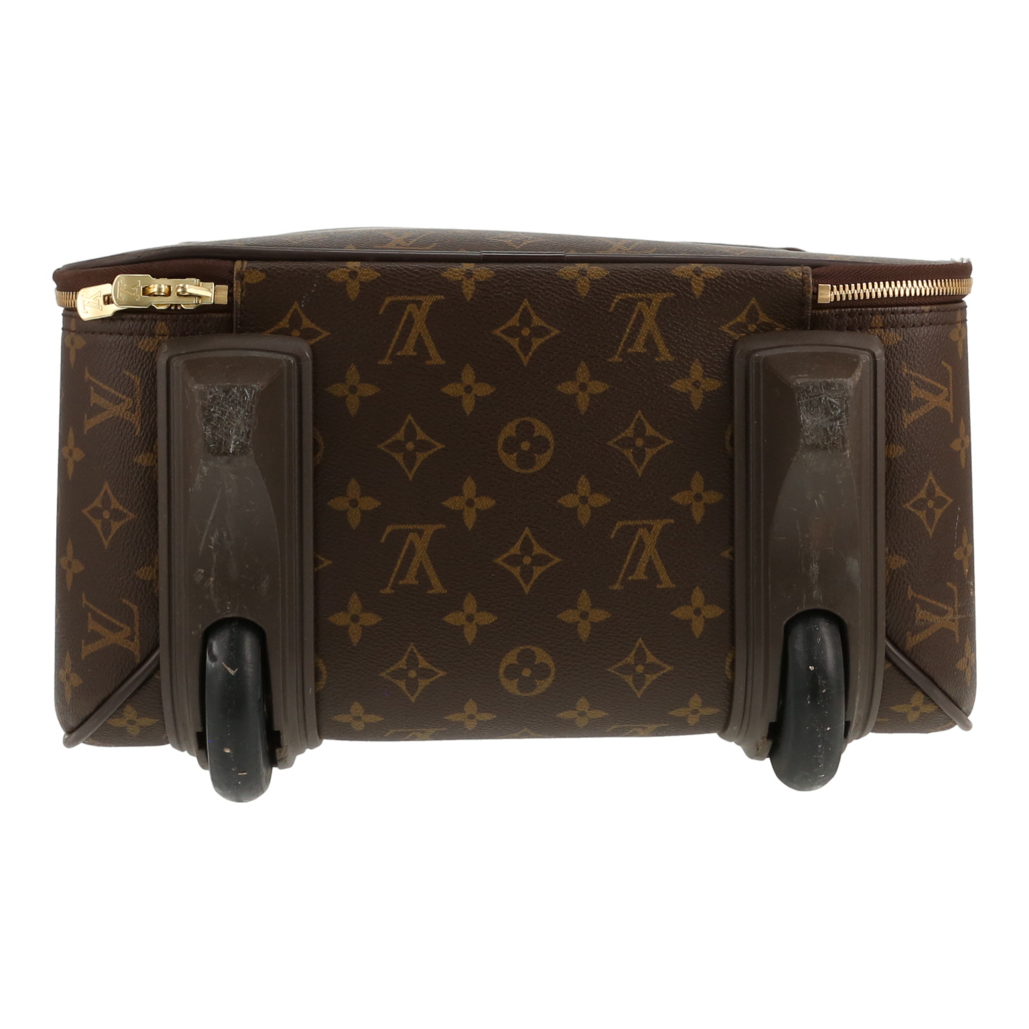 Maleta rígida Louis Vuitton  Pegase en lona Monogram marrón y cuero natural - Detail D1