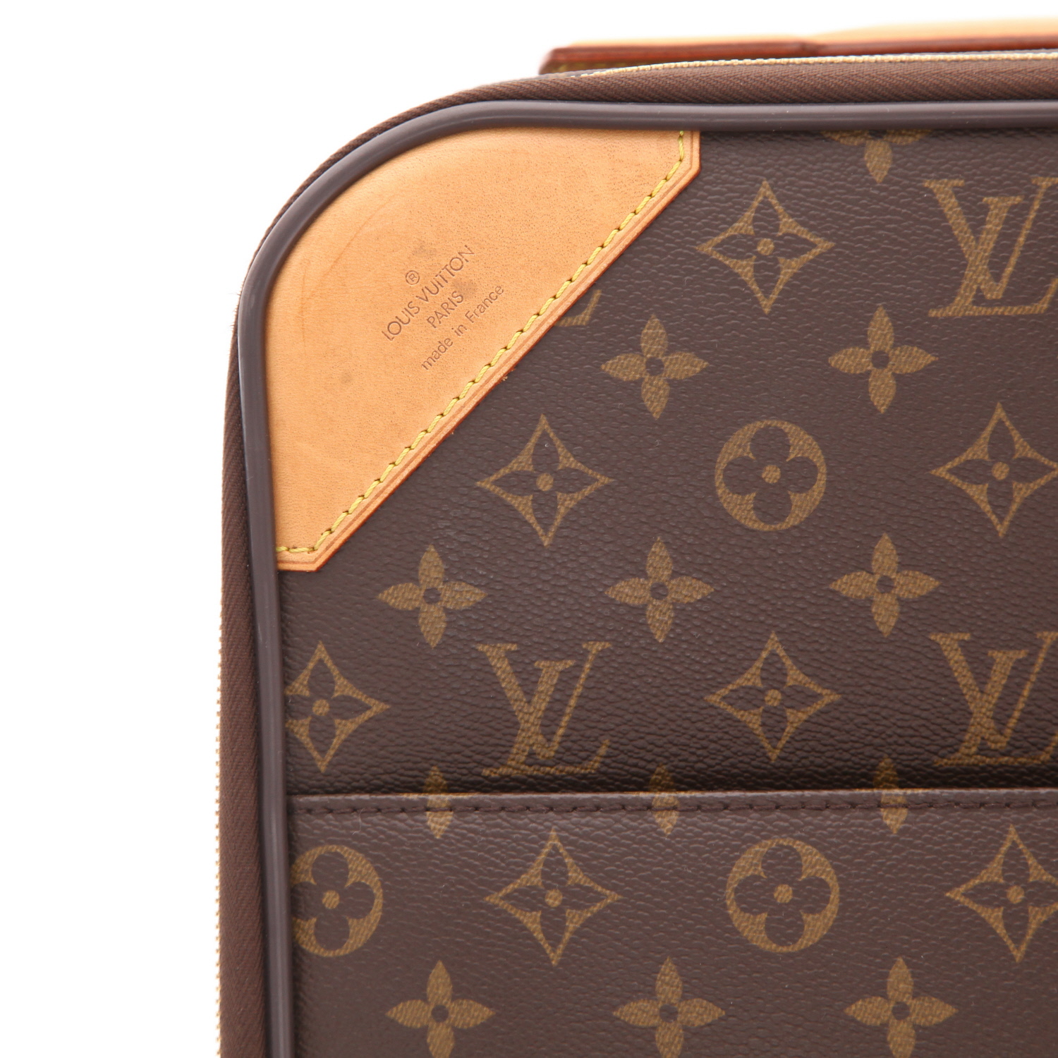 Valise rigide Louis Vuitton  Pegase en toile monogram marron et cuir naturel - Detail D2