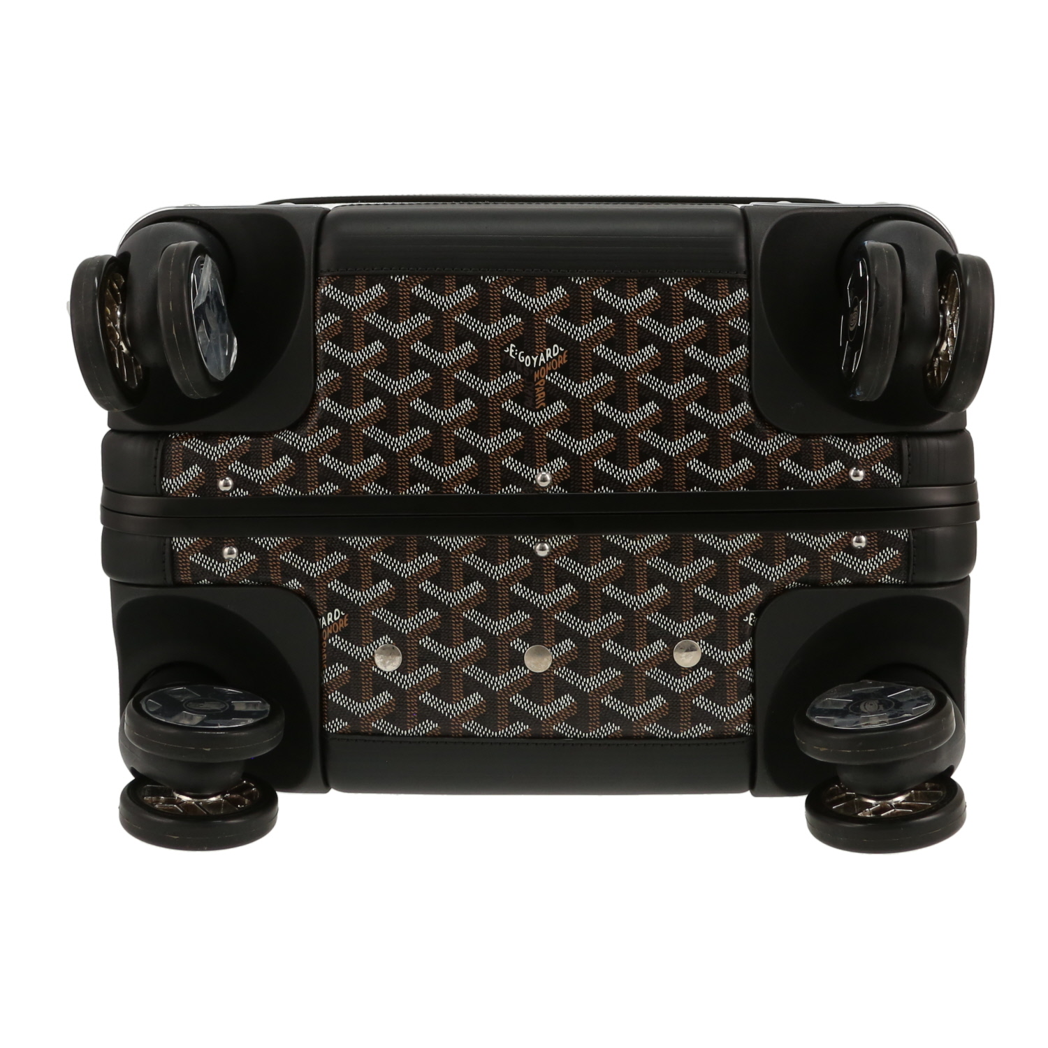Maleta Goyard  Bourget en tela Goyardine negra y gris y cuero negro - Detail D1