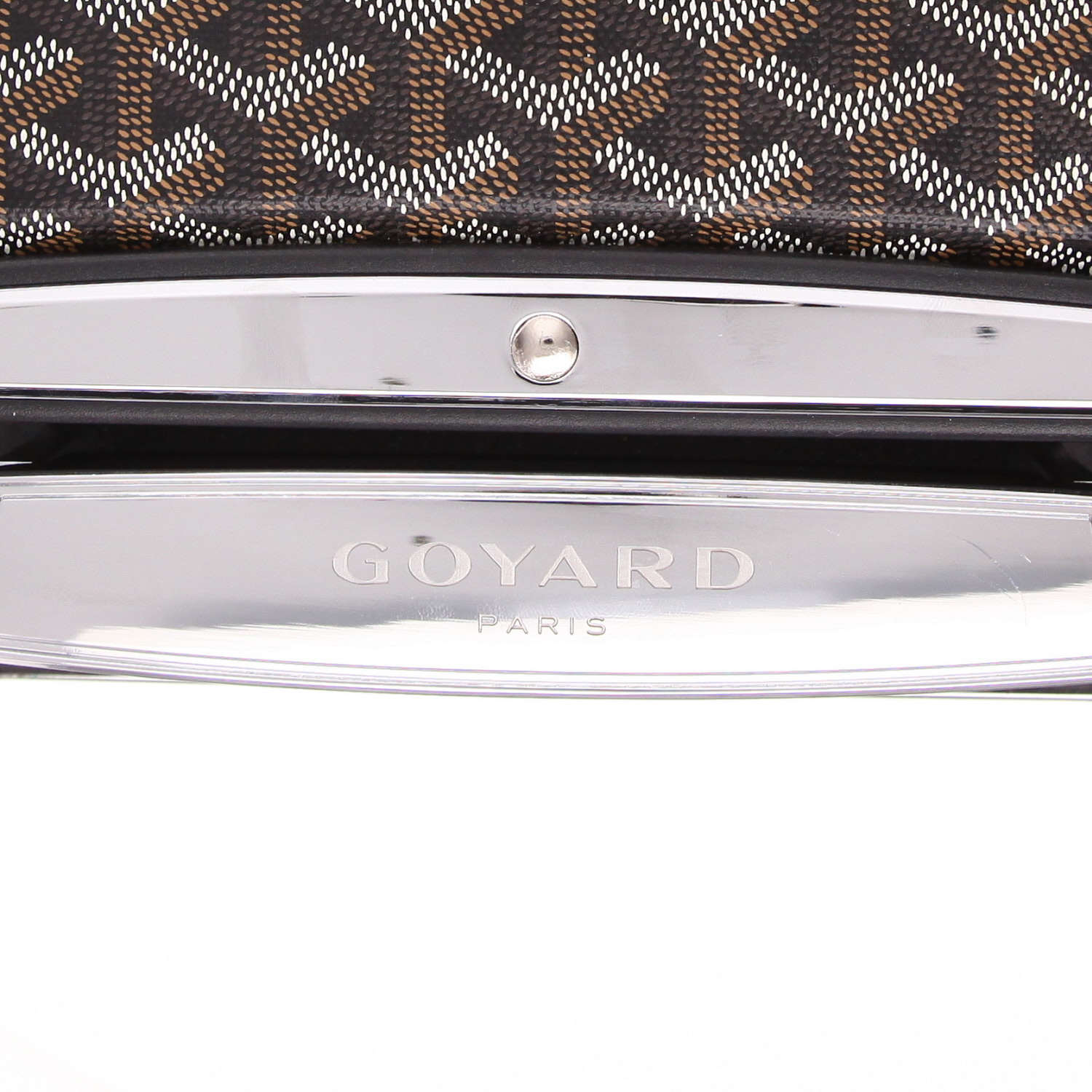 Goyard  Bourget suitcase  in black and grey Goyard canvas  and black leather - Detail D2