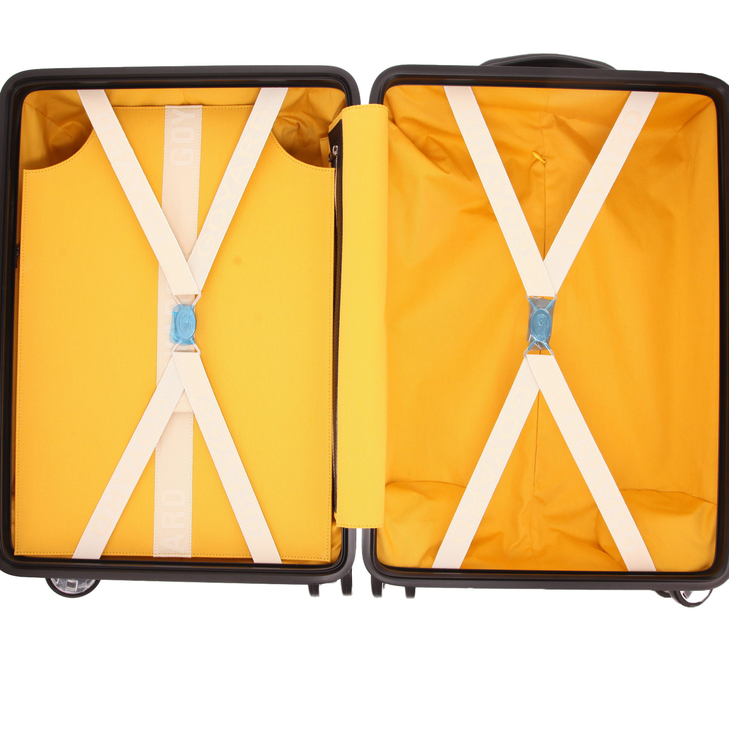 Goyard  Bourget suitcase  in black and grey Goyard canvas  and black leather - Detail D3