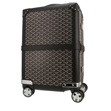 Valise Goyard  Bourget en toile Goyardine noire et grise et cuir noir