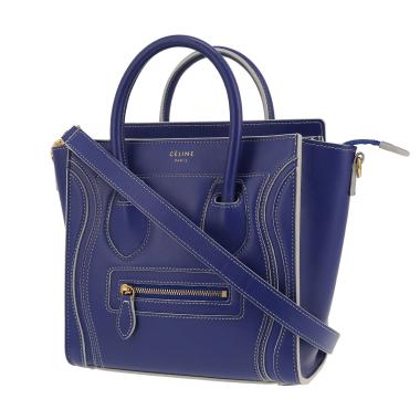 Sac bandoulière Celine  Luggage Nano en cuir bleu et gris