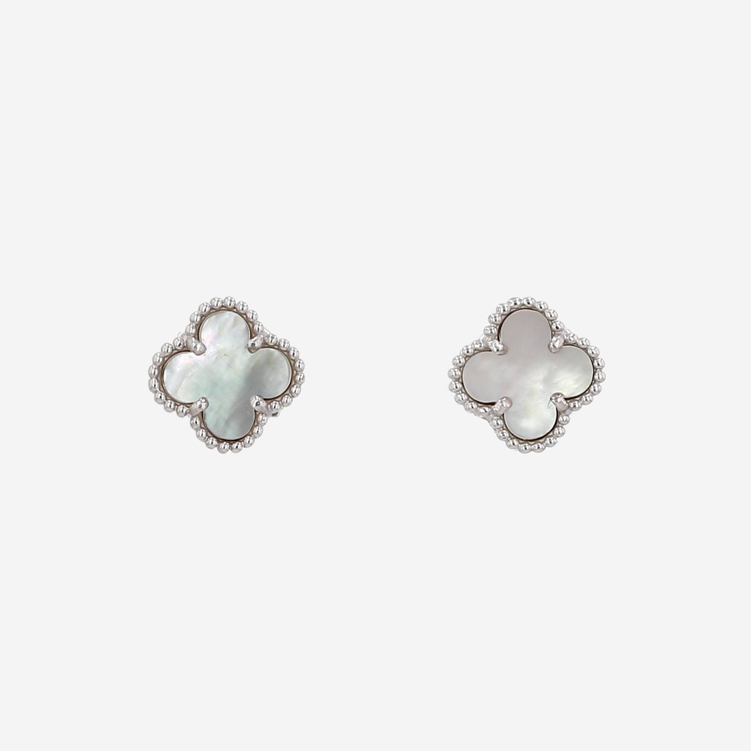 Van Cleef 
Arpels Sweet Alhambra earrings in white gold and mother of pearl