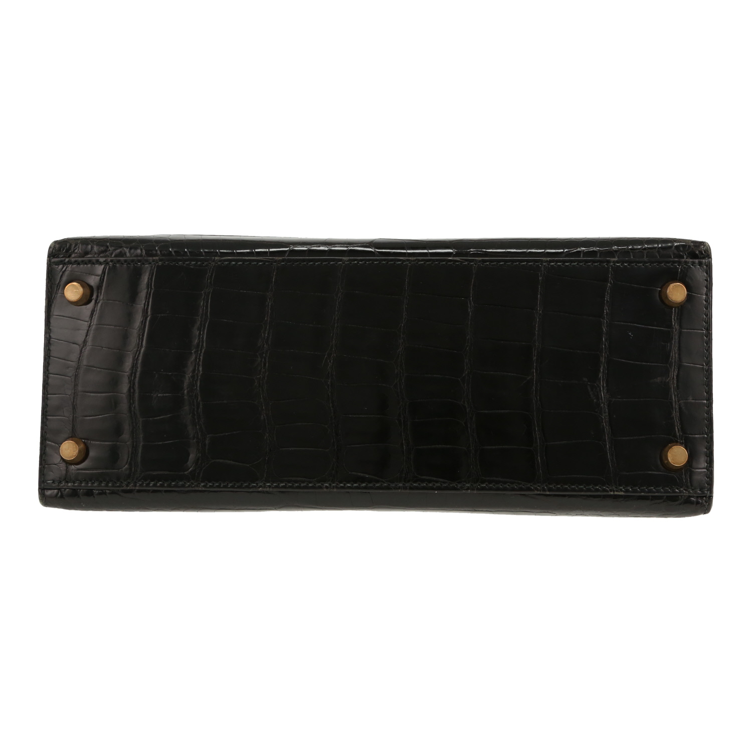 Sac à main Hermès  Kelly 28 cm en crocodile porosus noir - Detail D1