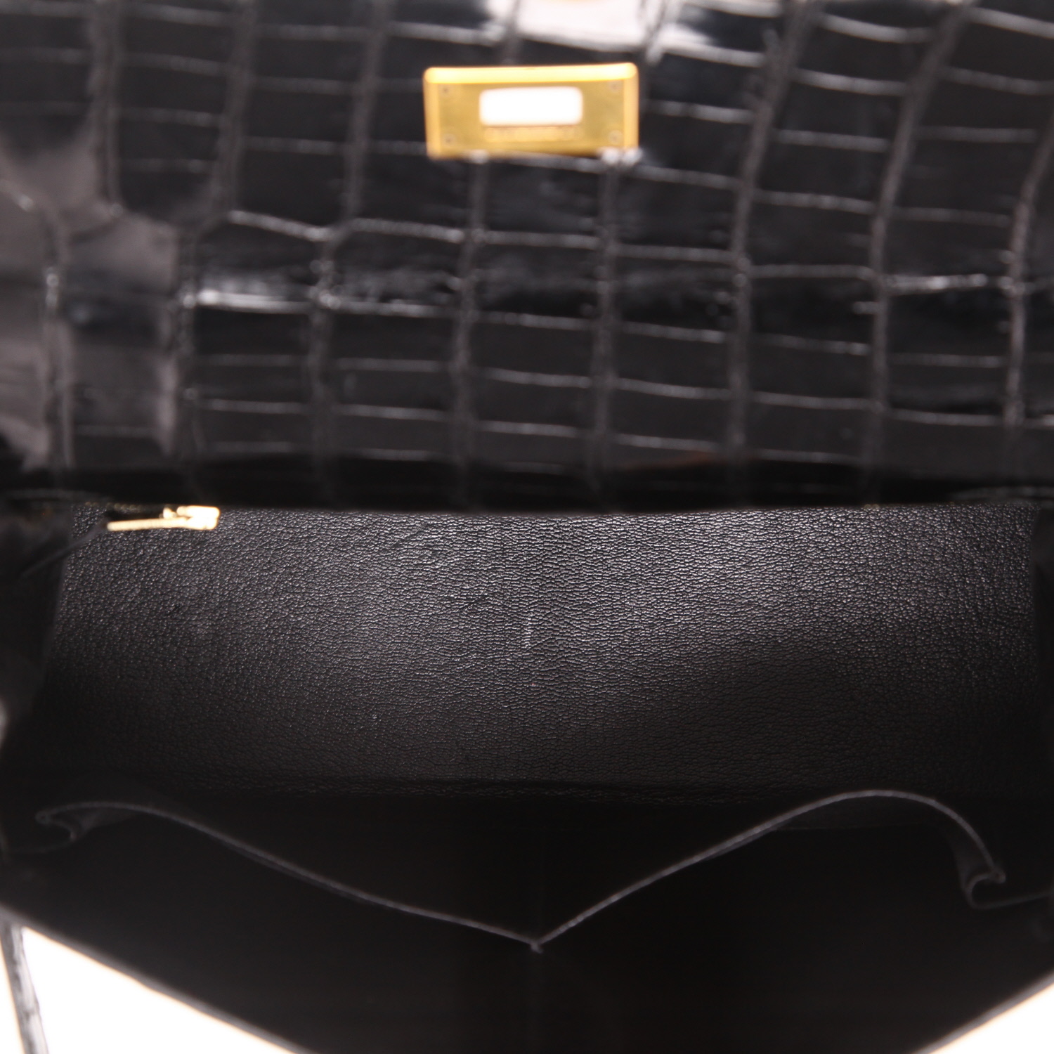 Borsa Hermès  Kelly 28 cm in coccodrillo marino nero - Detail D3