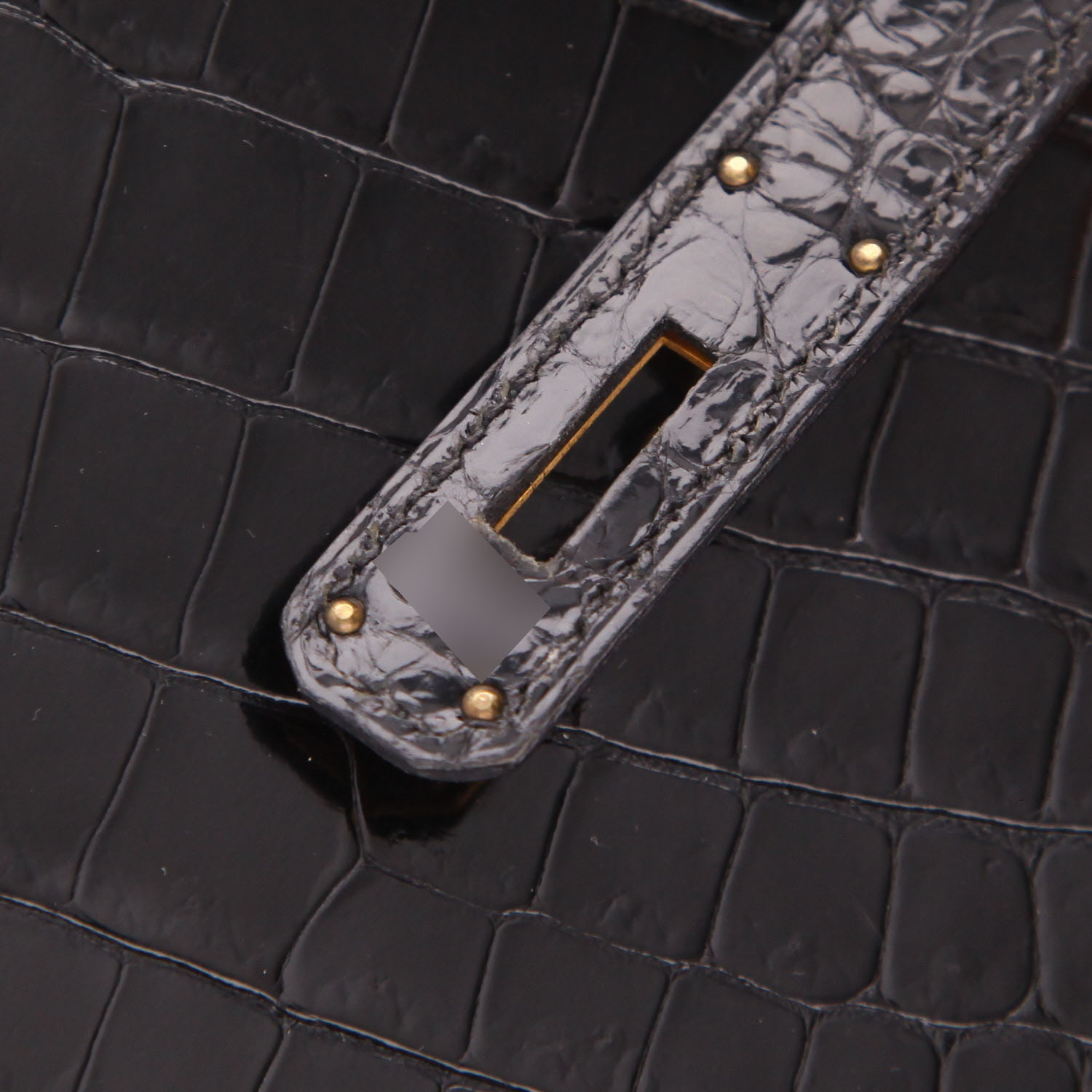 Sac à main Hermès  Kelly 28 cm en crocodile porosus noir - Detail D4