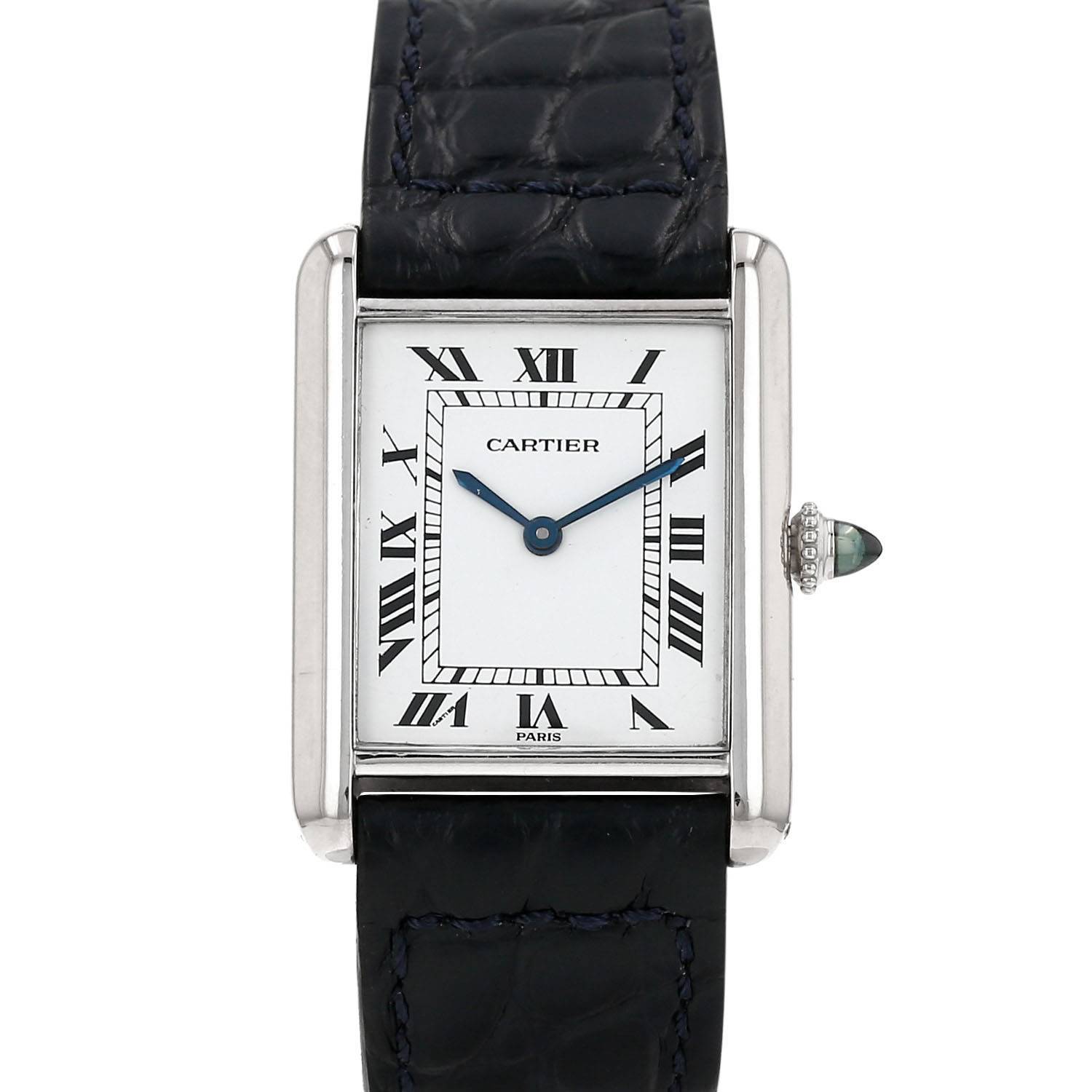 Montre Cartier Tank Louis Cartier petit modèle en or blanc Ref: