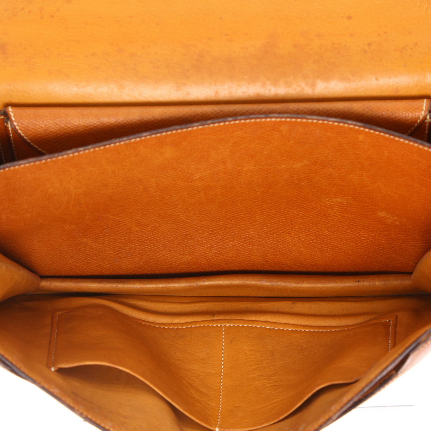 Hermès  Vintage handbag  "H" canvas  and gold Courchevel leather - Detail D3