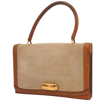 Sac à main Hermès  Vintage en toile H et cuir Courchevel gold