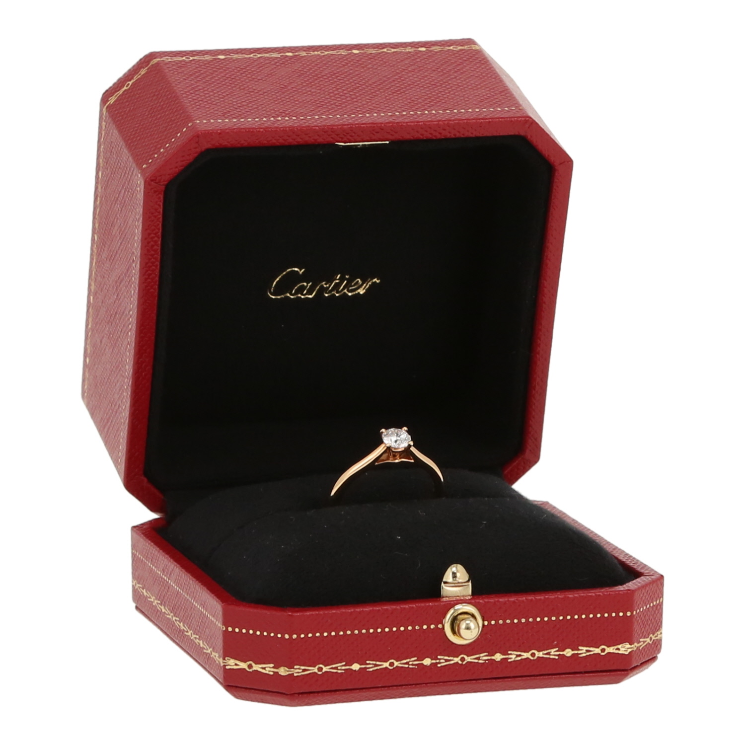 Cartier 1895 solitaire ring in rose gold and diamonds - Detail D2