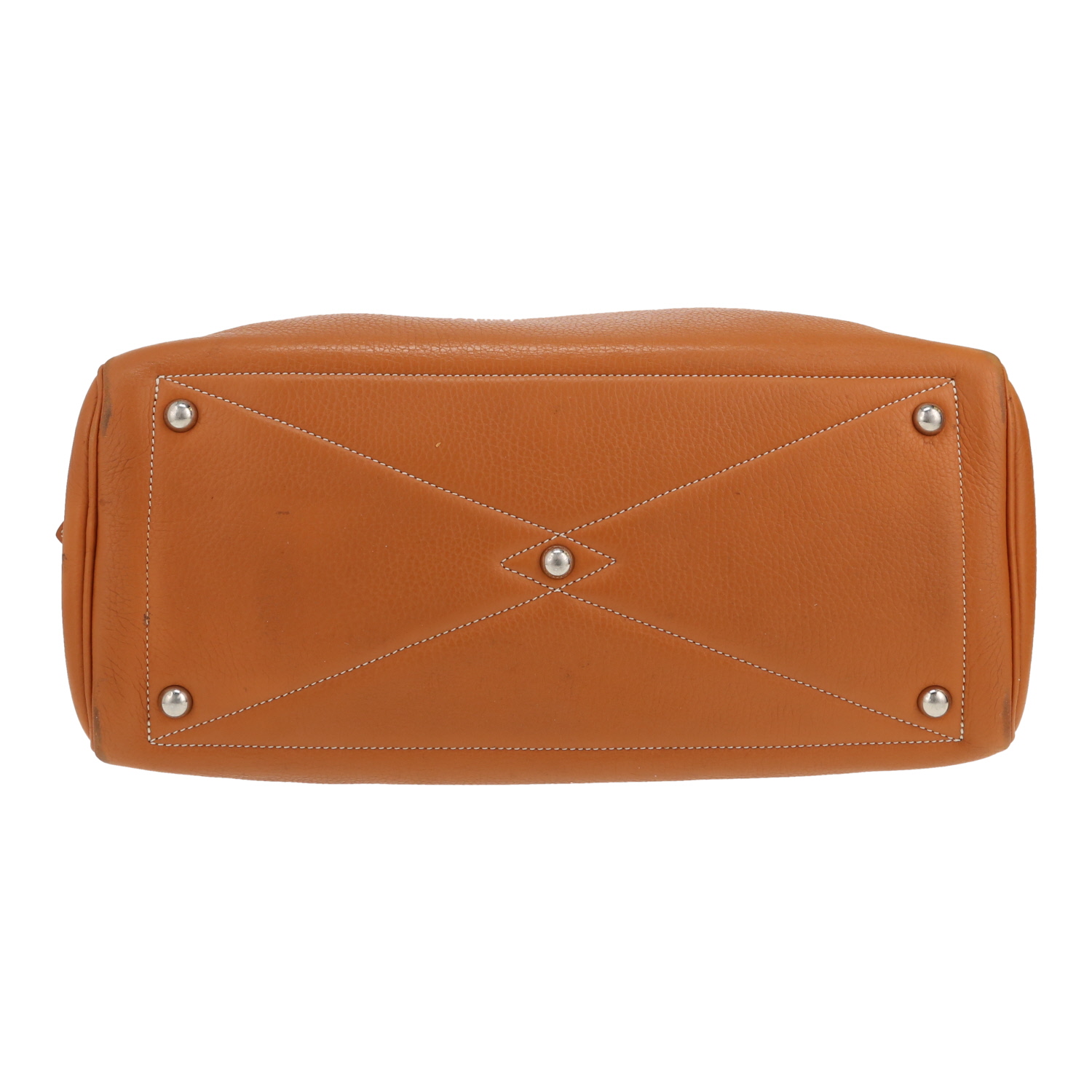 Hermès  Victoria handbag  in gold togo leather - Detail D1