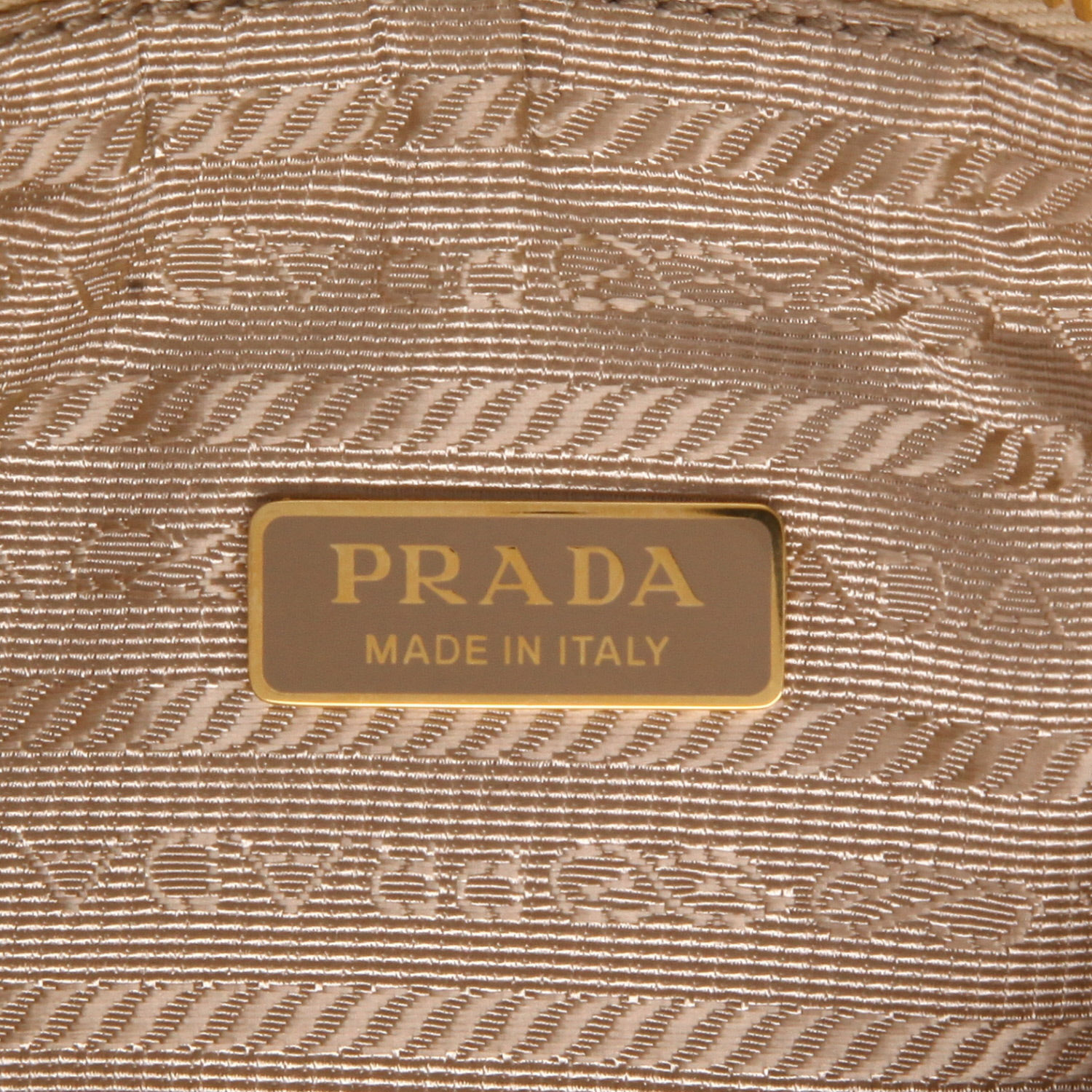 Borsa Prada   in tela beige e bianca - Detail D2