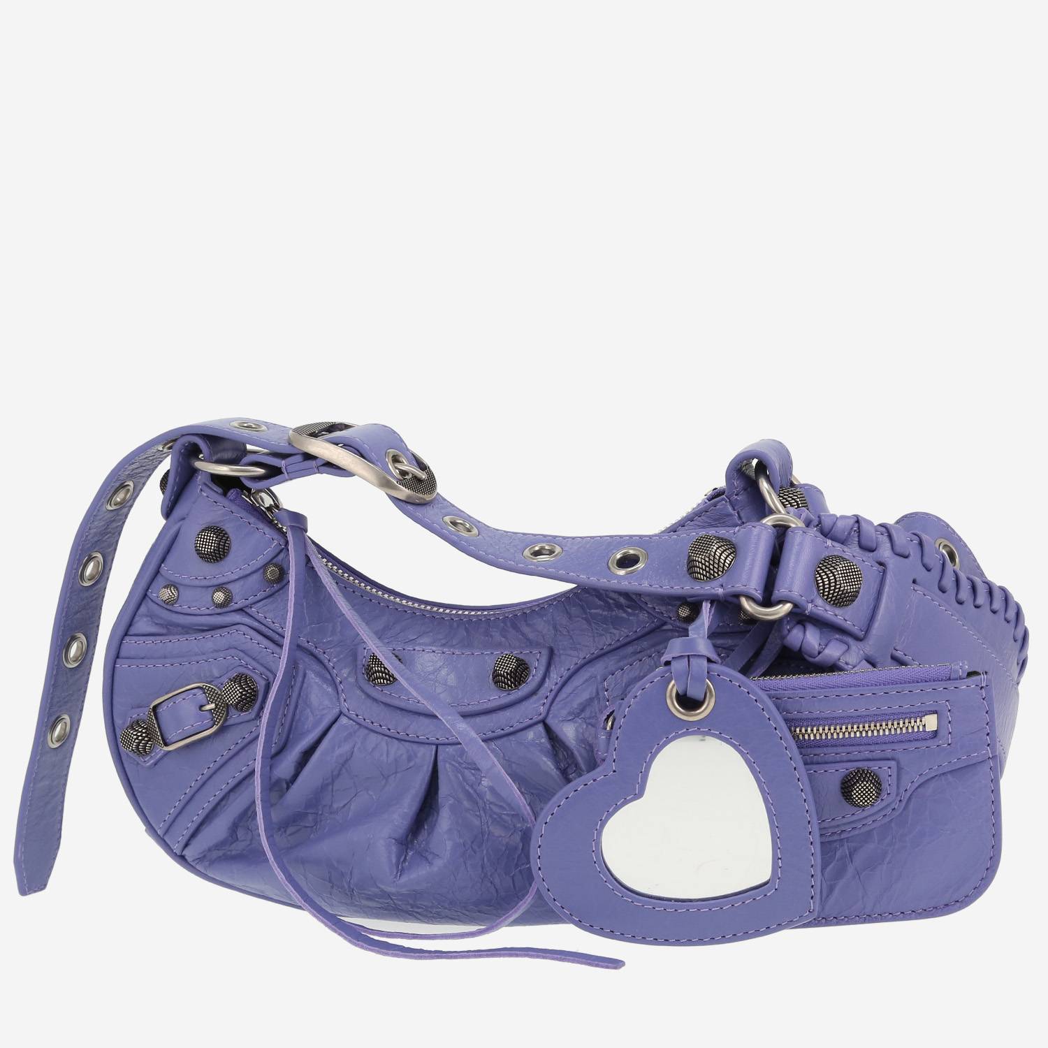 Balenciaga  Cagole shoulder bag  in purple burnished leather