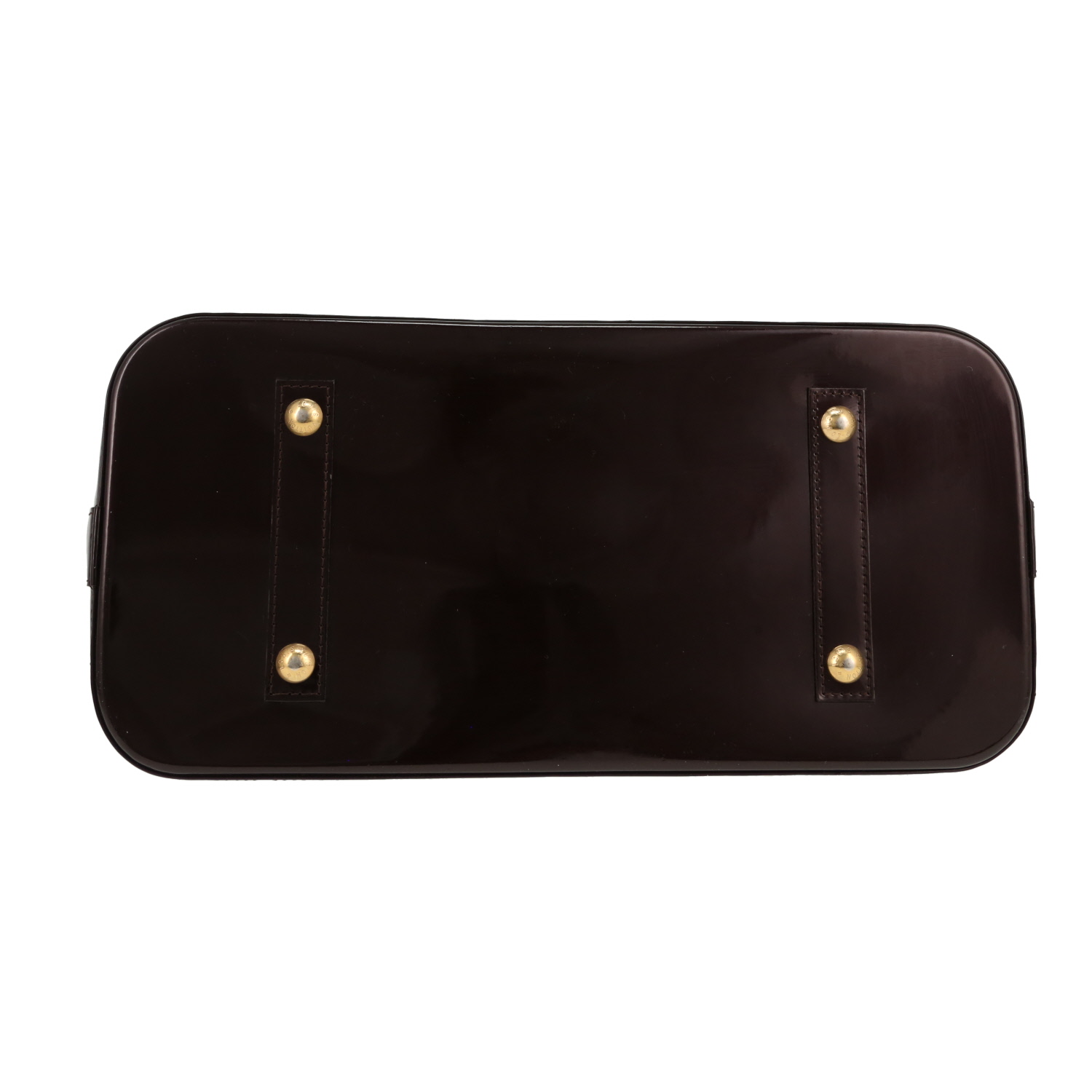 Sac à main Louis Vuitton  Alma grand modèle  en cuir verni monogram aubergine - Detail D1
