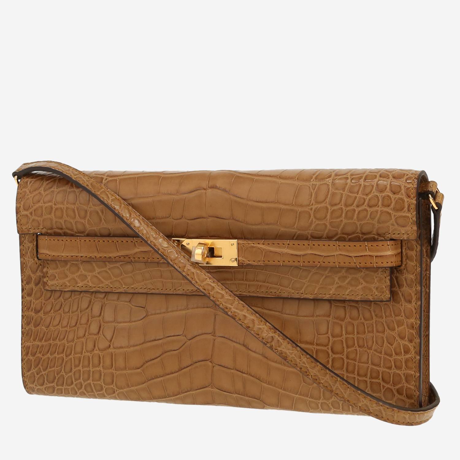 Bolso bandolera Hermès  Kelly To Go en aligátor bronce