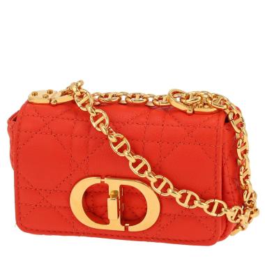Bolso bandolera Dior  Caro mini  en cuero cannage rojo