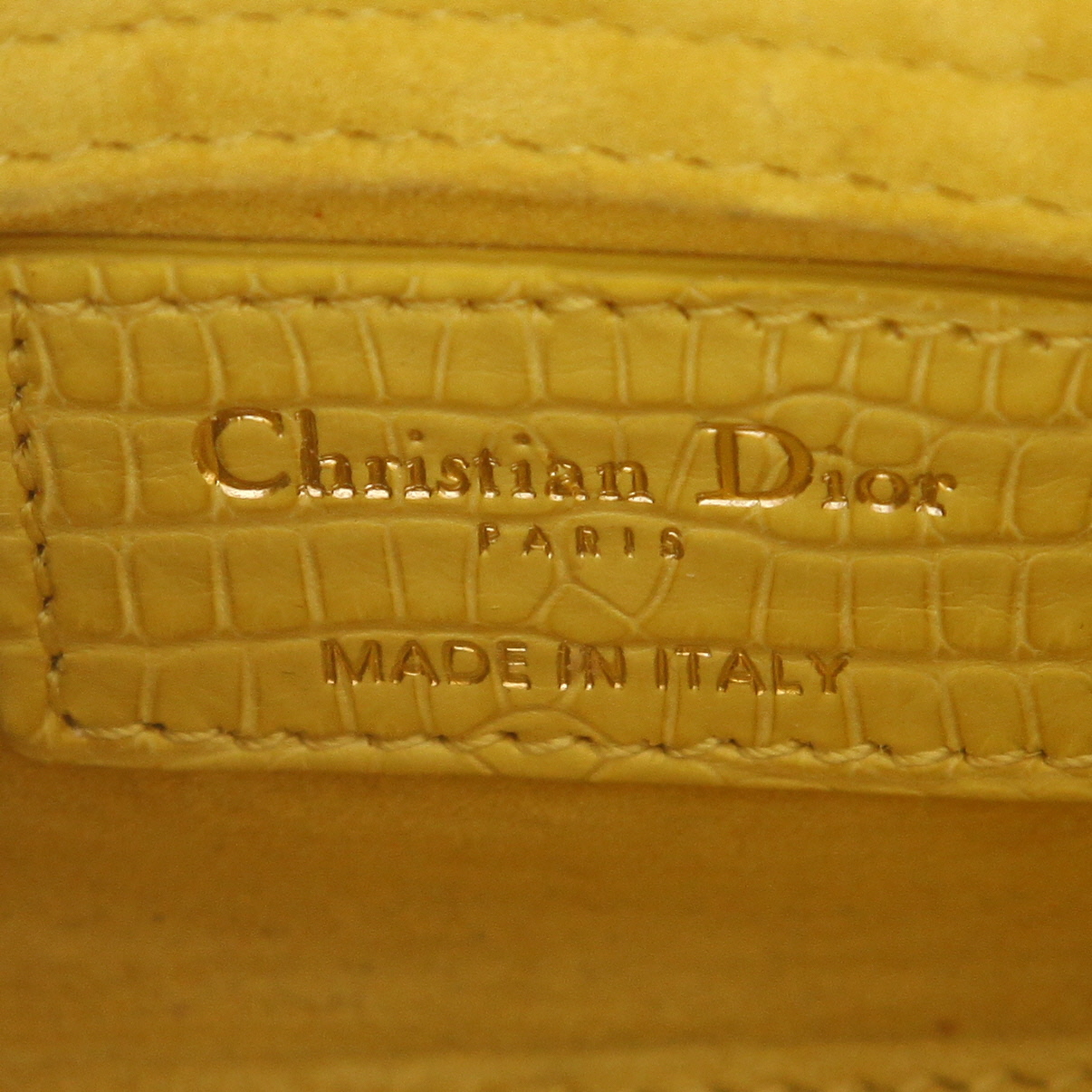 Dior  Micro Lady Dior shoulder bag  in yellow crocodile - Detail D2