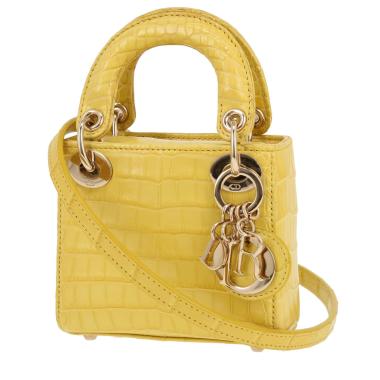 Dior  Micro Lady Dior shoulder bag  in yellow crocodile