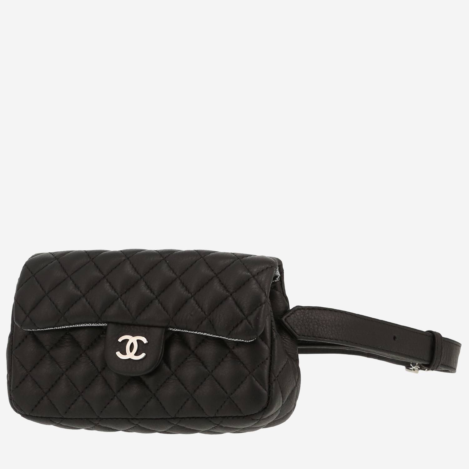 Bolsito-cinturón Chanel  Pochette ceinture en cuero acolchado negro