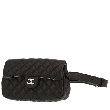 Bolsito-cinturón Chanel  Pochette ceinture en cuero acolchado negro