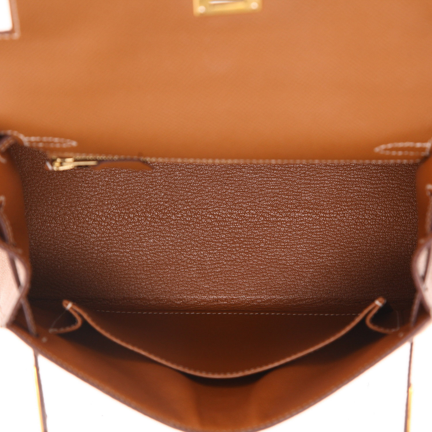 Sac à main Hermès  Kelly 25 cm en cuir epsom gold - Detail D3