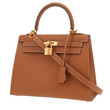 Bolso de mano Hermès  Kelly 25 cm en cuero epsom color oro
