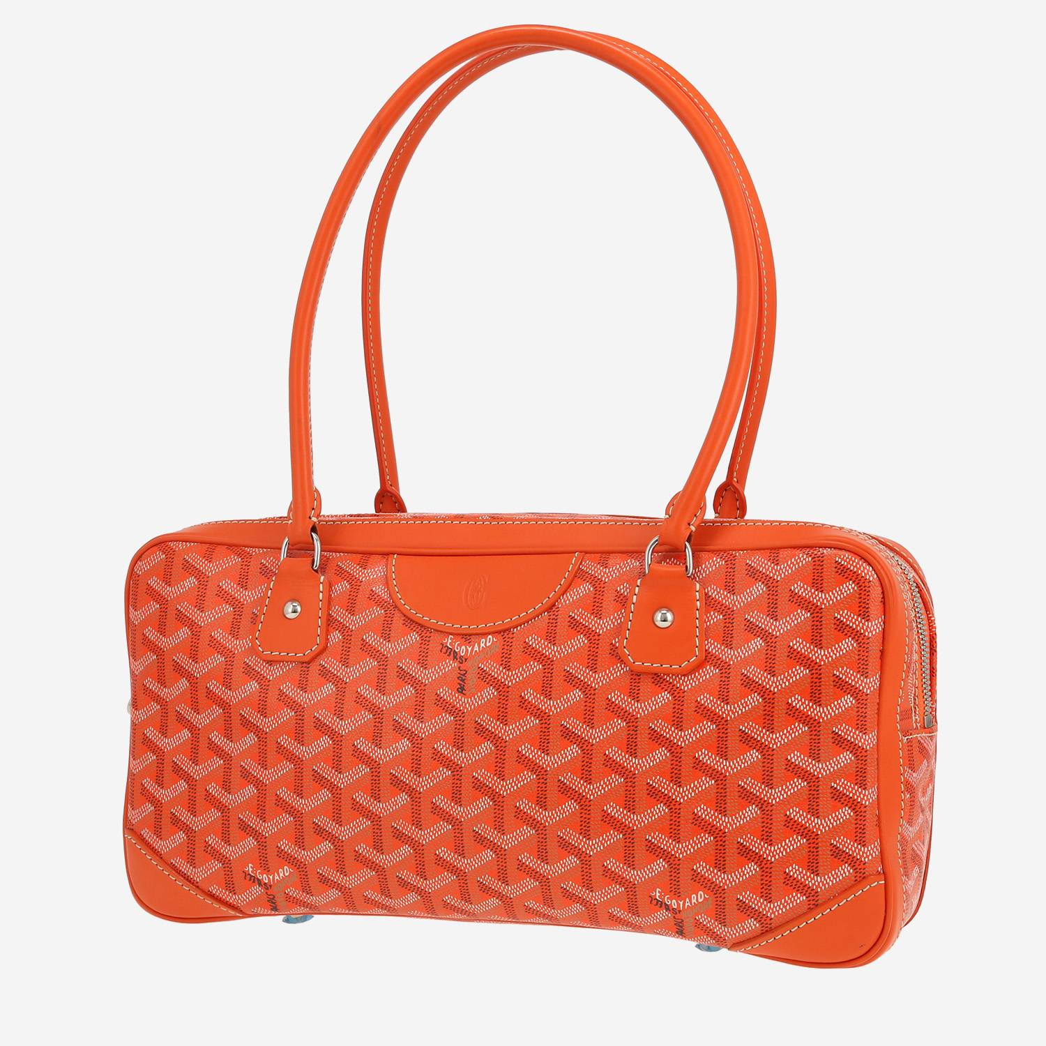 Goyard  Saint Martin bag worn on the shoulder or carried in the hand  in orange Goyard canvas  and orange leather